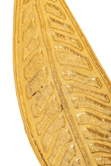 Vintage Sonia Rykiel Large Carved Leaf Pendant back tarnish @ Recess LA