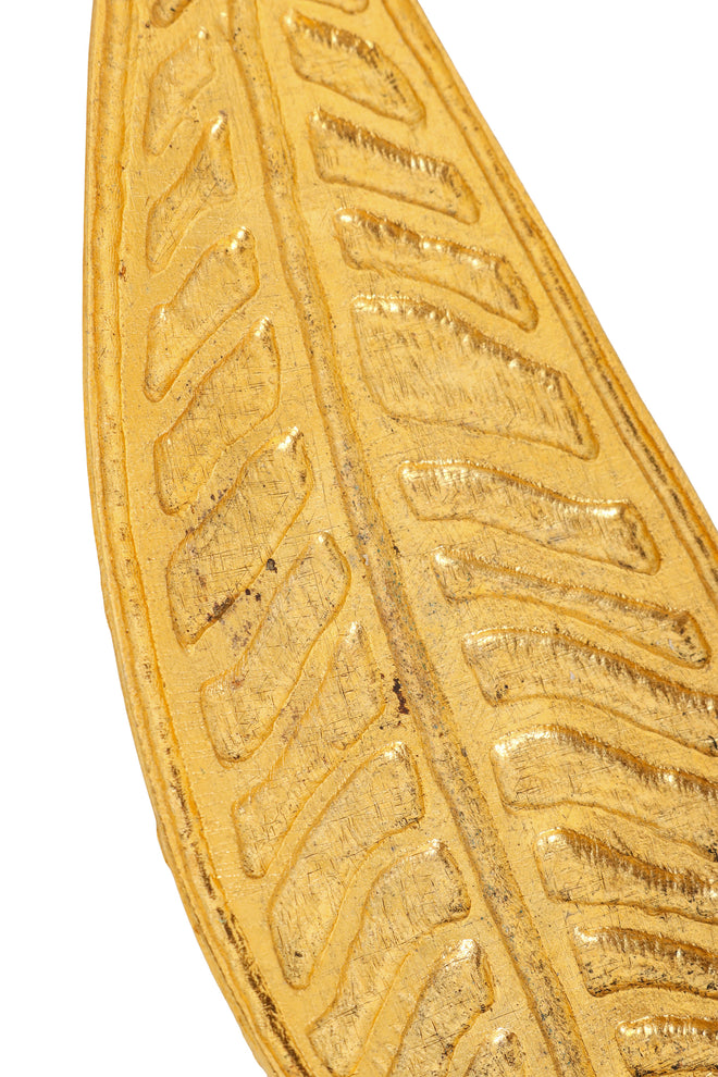 Vintage Sonia Rykiel Large Carved Leaf Pendant back tarnish @ Recess LA