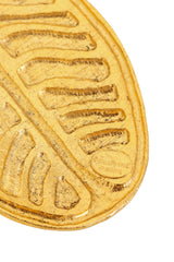 Vintage Sonia Rykiel Large Carved Leaf Pendant signature @ Recess LA