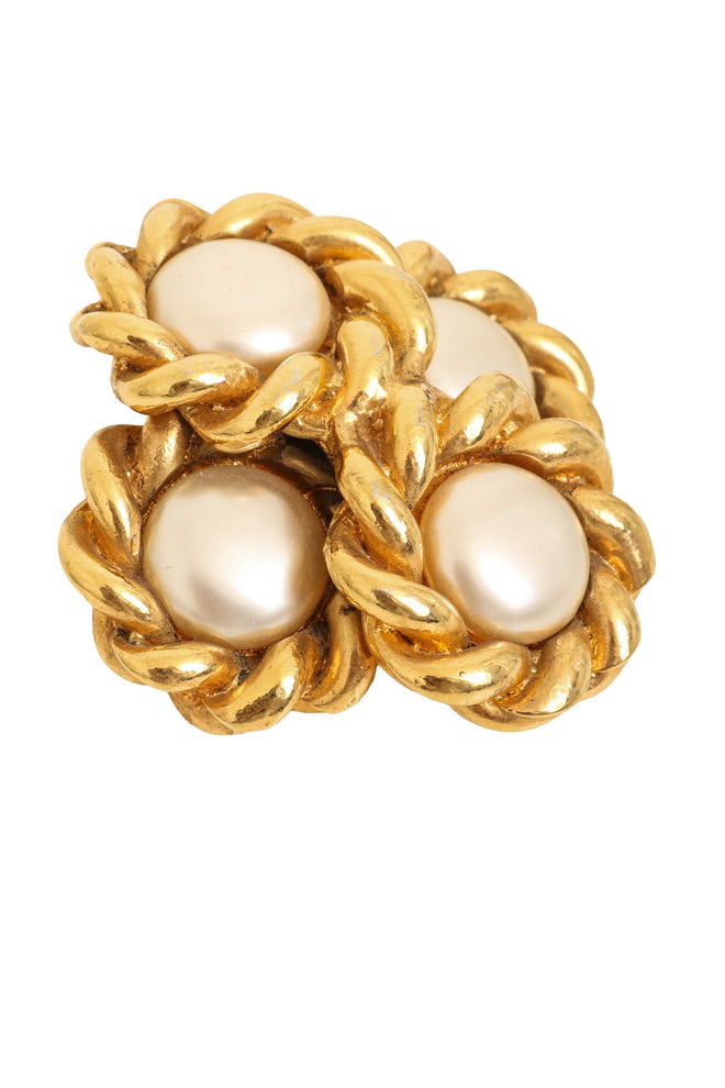 Vintage Jacky de G Pearl Rope Cross Brooch close @ Recess LA