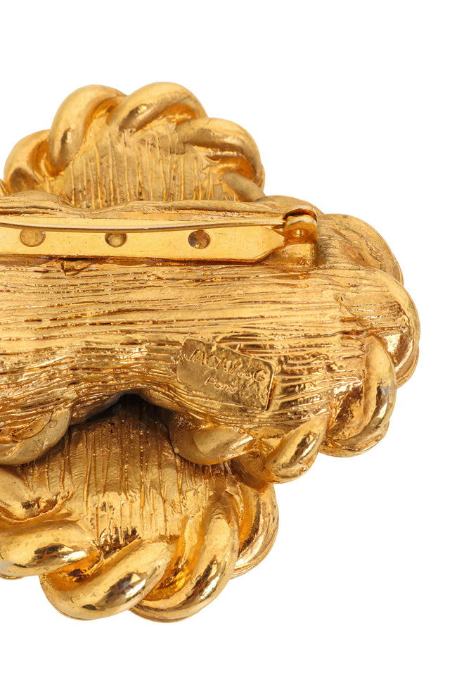 Vintage Jacky de G Pearl Rope Cross Brooch signature @ Recess LA