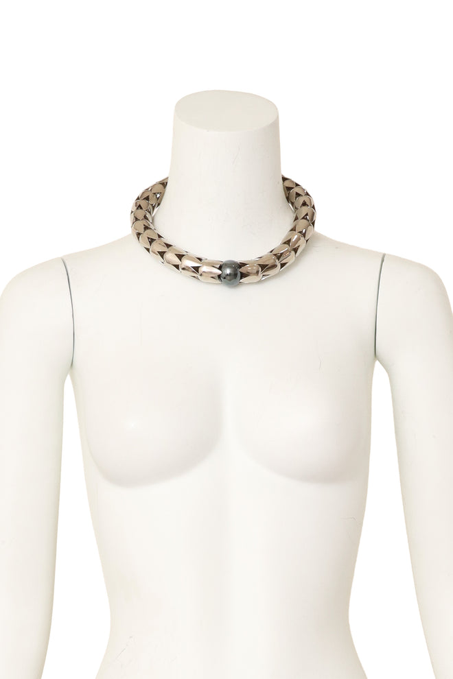 Chrome Armor Link Necklace on mannequin @ Recess LA