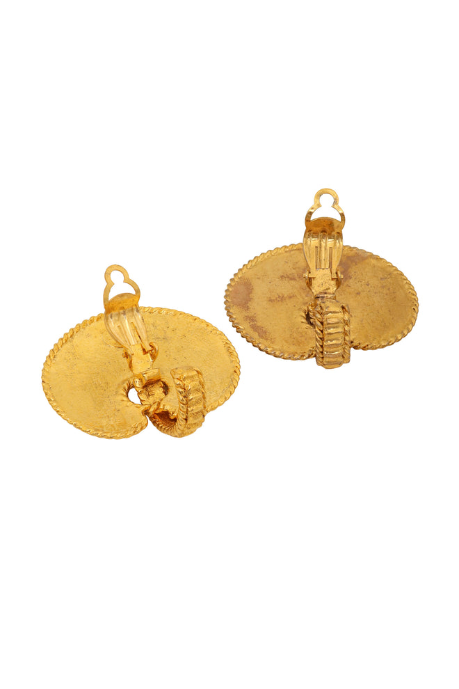 Vintage Sonia Rykiel Textured Scallop Drop Earrings backs open @ Recess LA