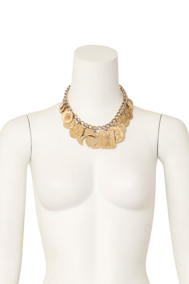hammered charm necklace by Yves Saint Laurent on mannequin @ Recess LA