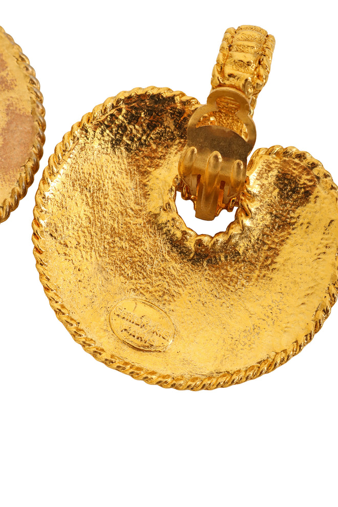 Vintage Sonia Rykiel Textured Scallop Drop Earrings signature @ Recess LA