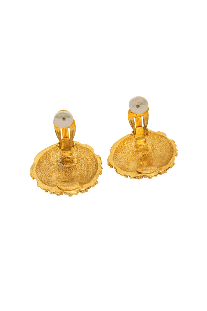 Vintage Sonia Rykiel Crystal Dome Button Earrings backs open @ Recess LA