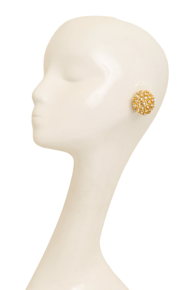 Vintage Sonia Rykiel Crystal Dome Button Earrings on mannequin @ Recess LA