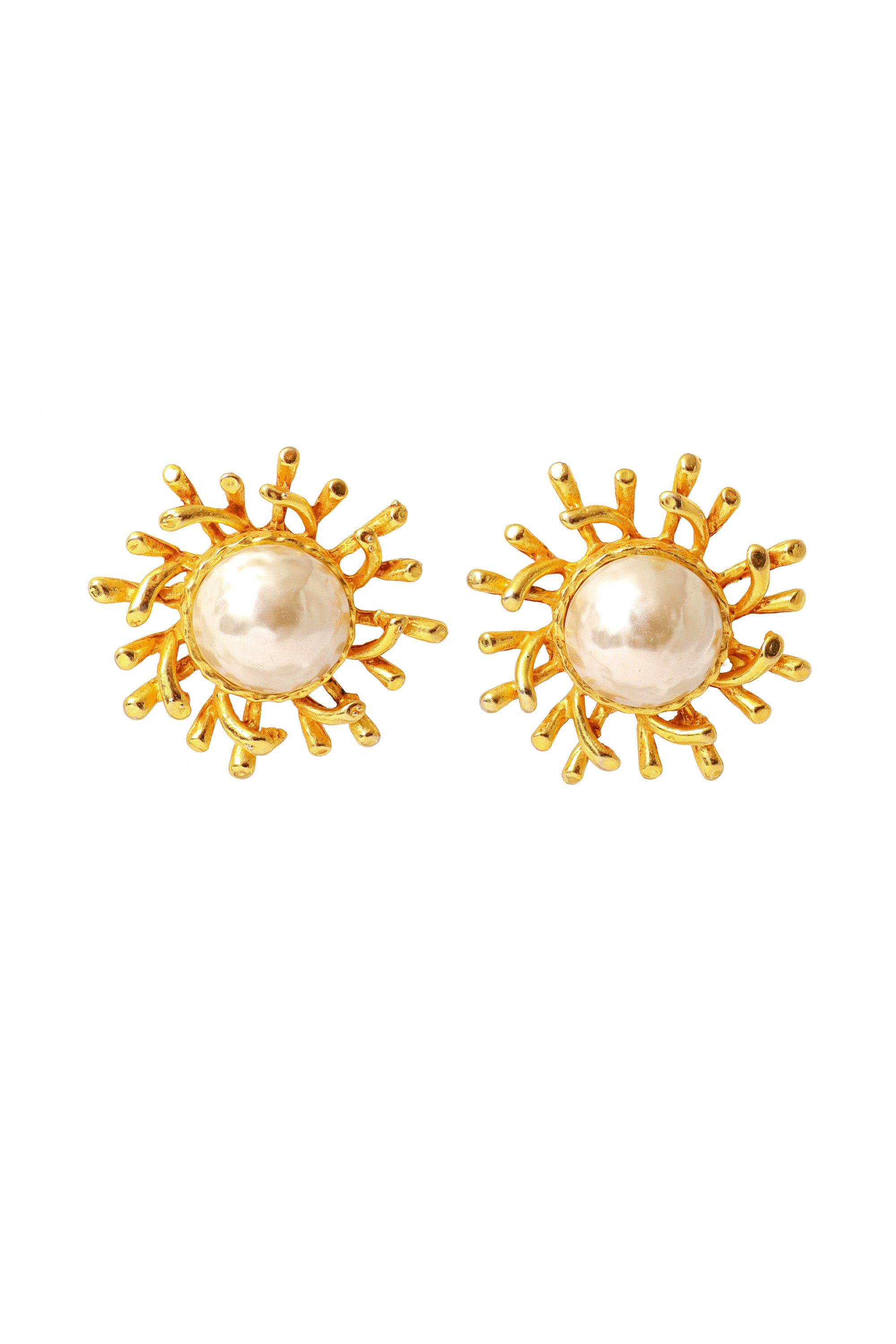 sun button earrings by Philippe Ferrandis @ Recess LA