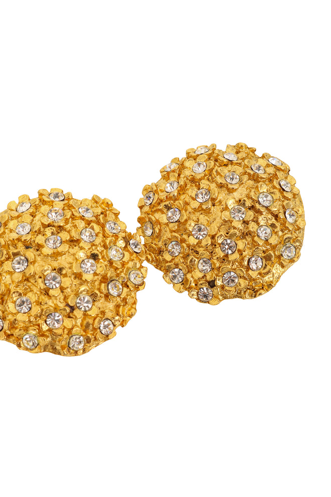 Vintage Sonia Rykiel Crystal Dome Button Earrings close @ Recess LA