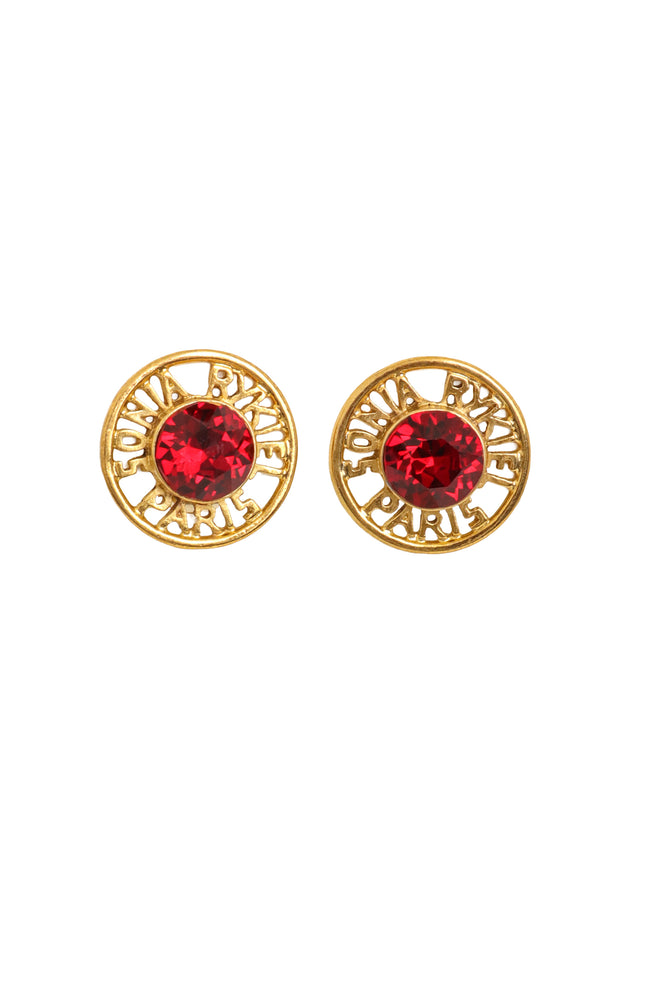 Vintage Sonia Rykiel Crystal Logo Button Earrings @ Recess LA