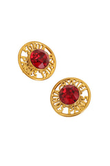 Vintage Sonia Rykiel Crystal Logo Button Earrings close @ Recess LA