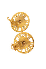 Vintage Sonia Rykiel Crystal Logo Button Earrings backs close  @ Recess LA
