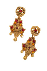 Vintage F.Volle Organic Shield Drop Earrings laying flat @ Recess LA
