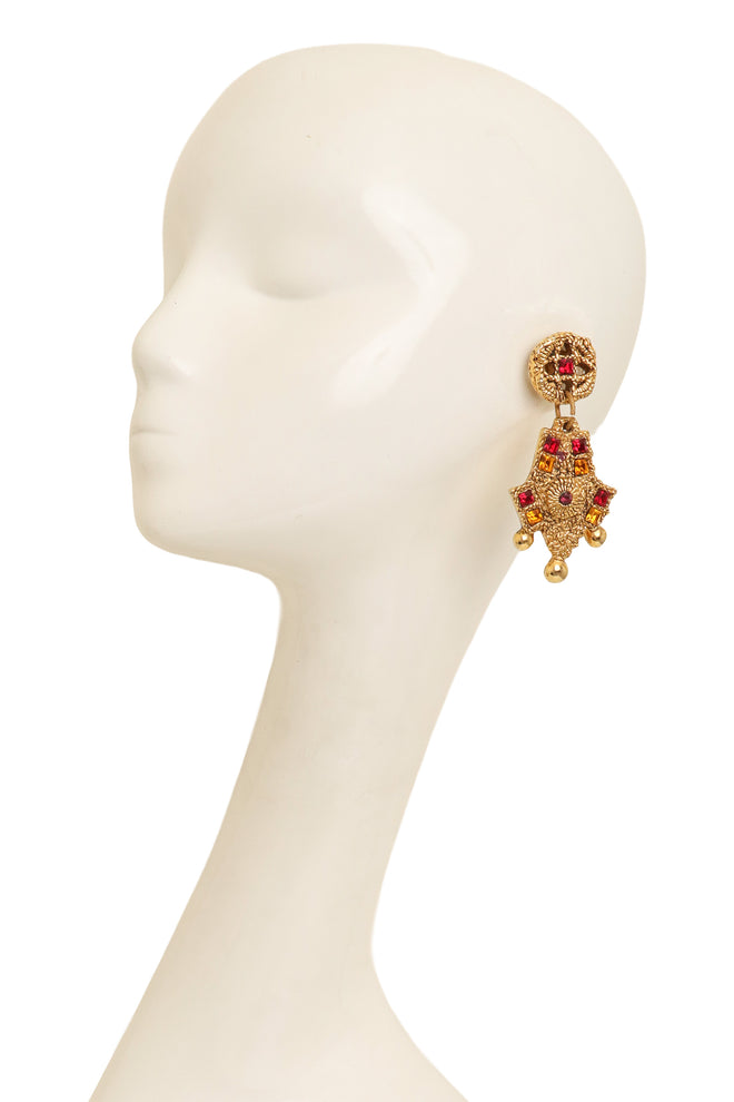 Vintage F.Volle Organic Shield Drop Earrings on mannequin @ Recess LA