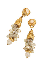Pearl Bead Drop Conch Earrings laid flat @ Recess LA 