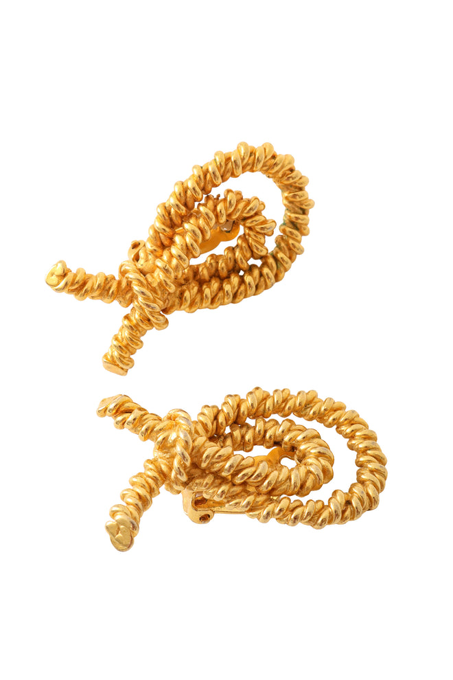Rope knot clip-on earrings close @ Recess LA