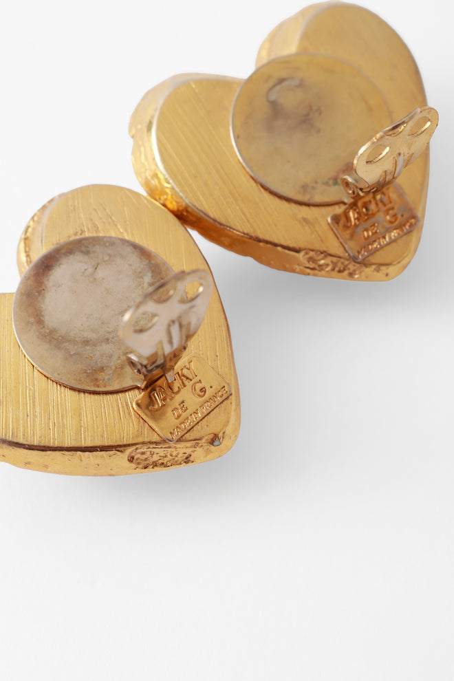 heart button earrings by Jacky De G cartouche @ Recess LA