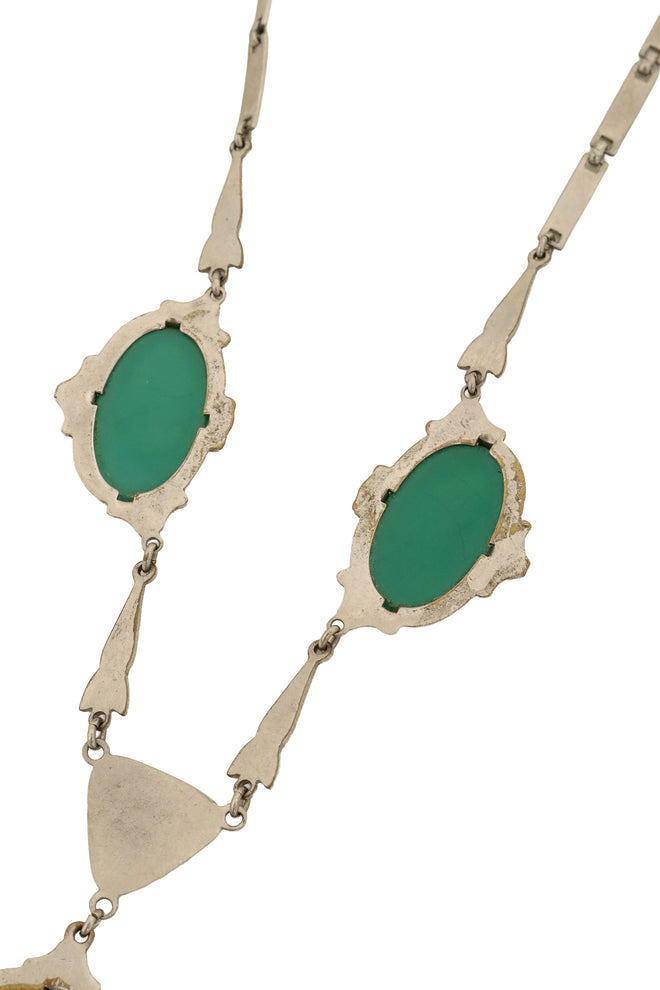 Unsigned Vintage Art Deco Glass Drop back of Necklace @ Recess LA