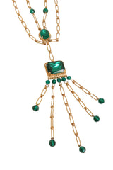 Vintage Layered Crystal Fringe Pendant Necklace close @ Recess LA