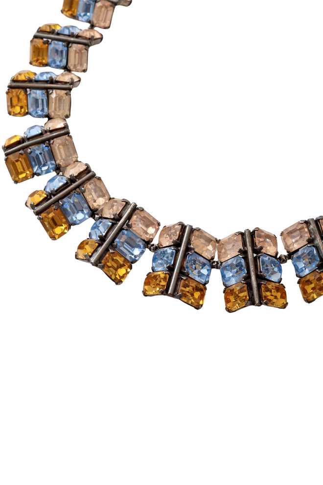 geometric crystal collar necklace crystals close @ Recess LA