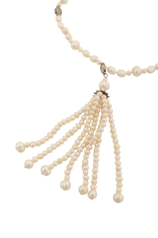Vintage Organic Pearl Sautoir Necklace tassel close @ Recess LA