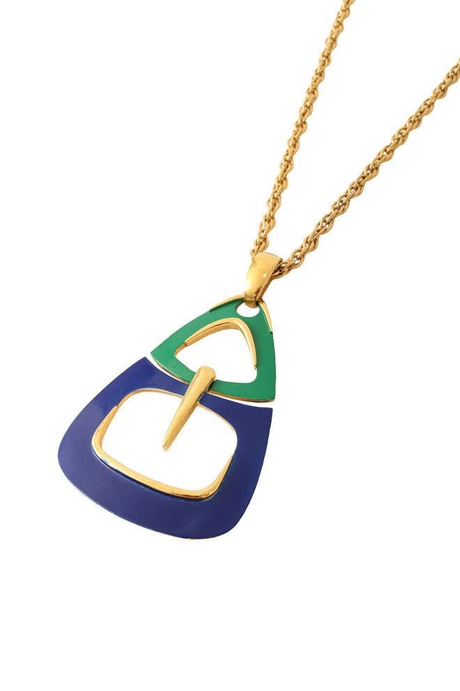 Geometric pendant necklace by Trifari close @ Recess LA