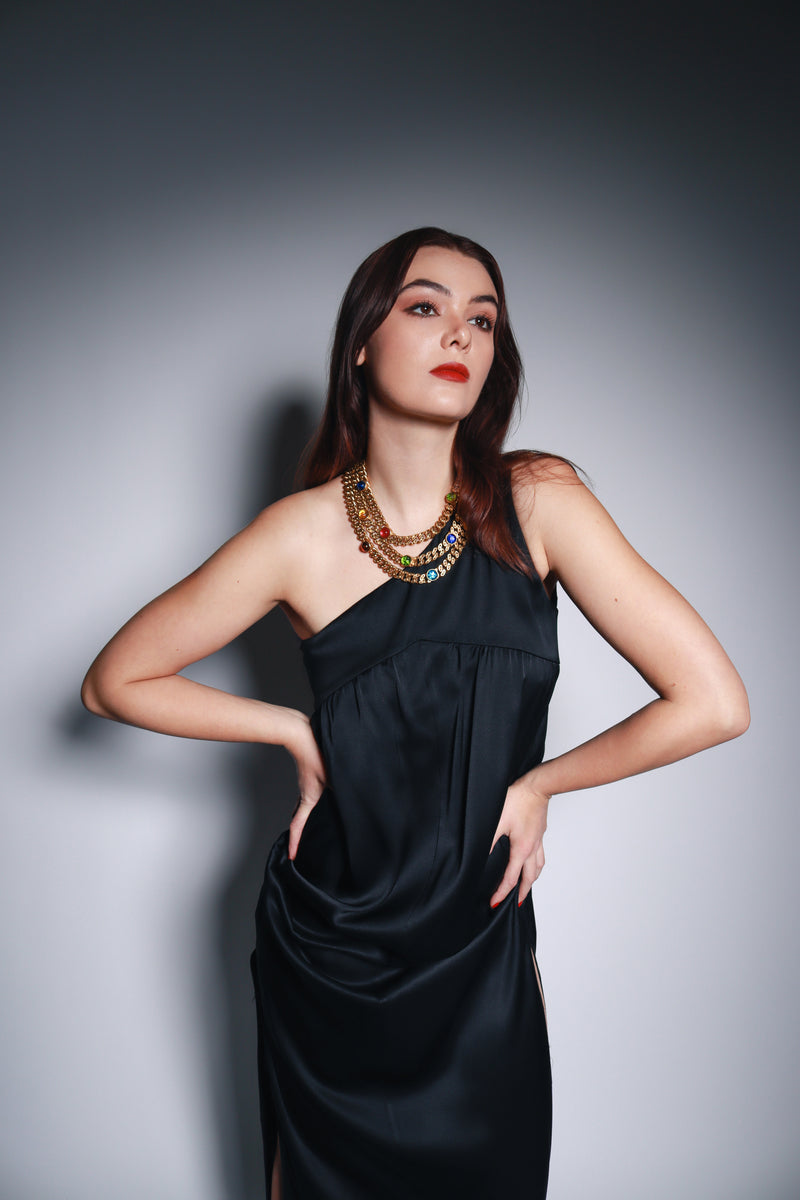 Fendi One Shoulder Draped Maxi Dress front on model @recess la