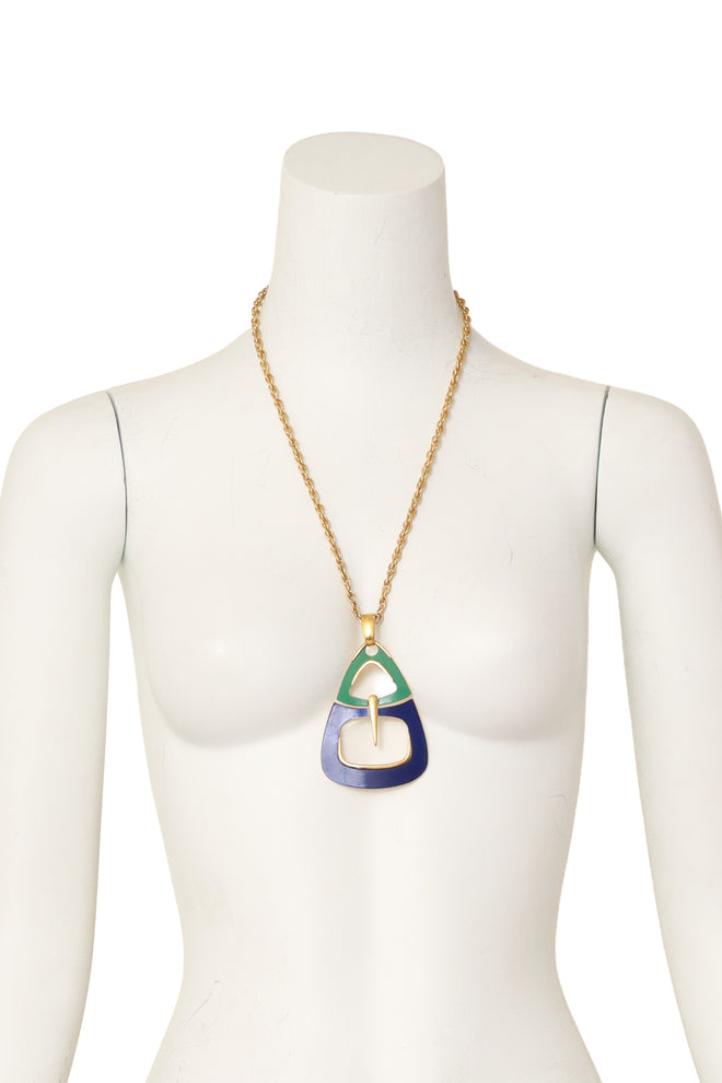 Geometric pendant necklace by Trifari on mannequin @ Recess LA