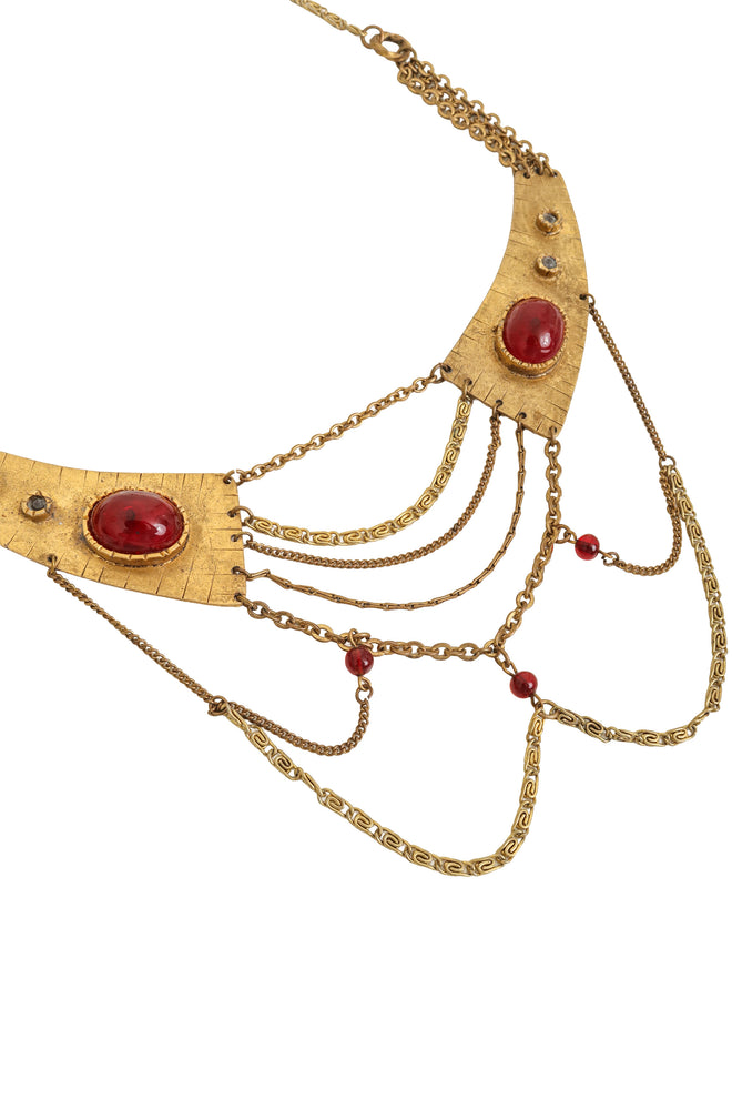 Unsigned Vintage Eclectic Draped Cabochon Necklace closeup @ Recess LA
