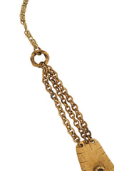 Unsigned Vintage Eclectic Draped Cabochon Necklace tarnishing on link @ Recess LA