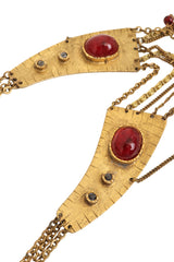 Unsigned Vintage Eclectic Draped Cabochon Necklace closeup cabochons @ Recess LA