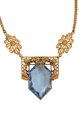 Unsigned Vintage Art Deco Crystal Necklace pendant closeup @ Recess LA