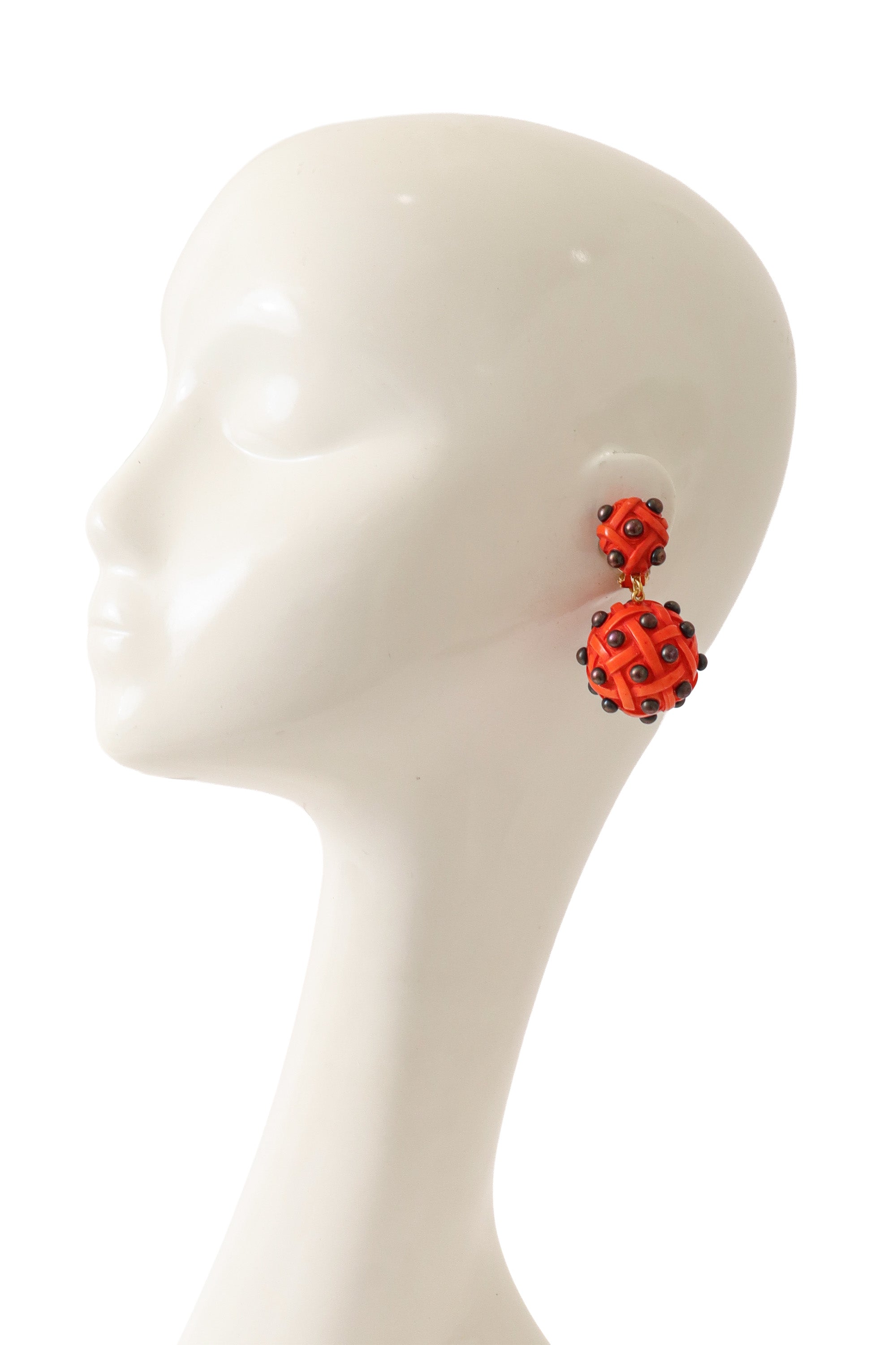 Orb drop earrings on mannequin @ Recess LA 