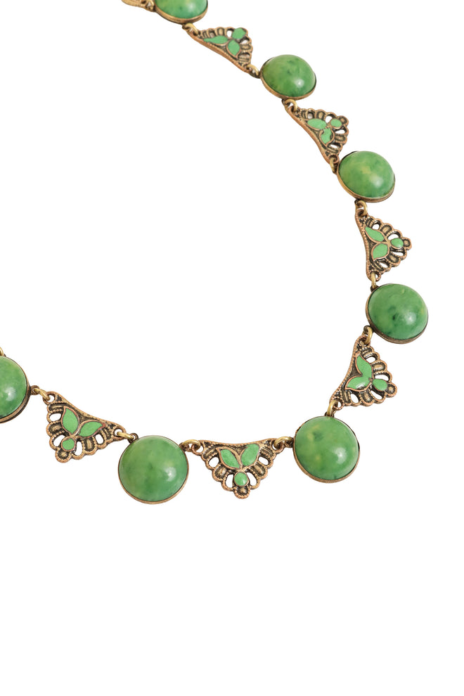 Unsigned Vintage Art Nouveau Cabochon Necklace closeup detailing @ Recess LA