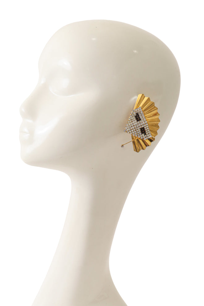 Fan motif earrings by L. DeMaria on mannequin @ Recess LA 