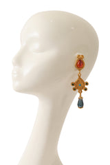 Ornate filigree and glass earrings by Hanna Bernhard on mannequin @ Recess LA
