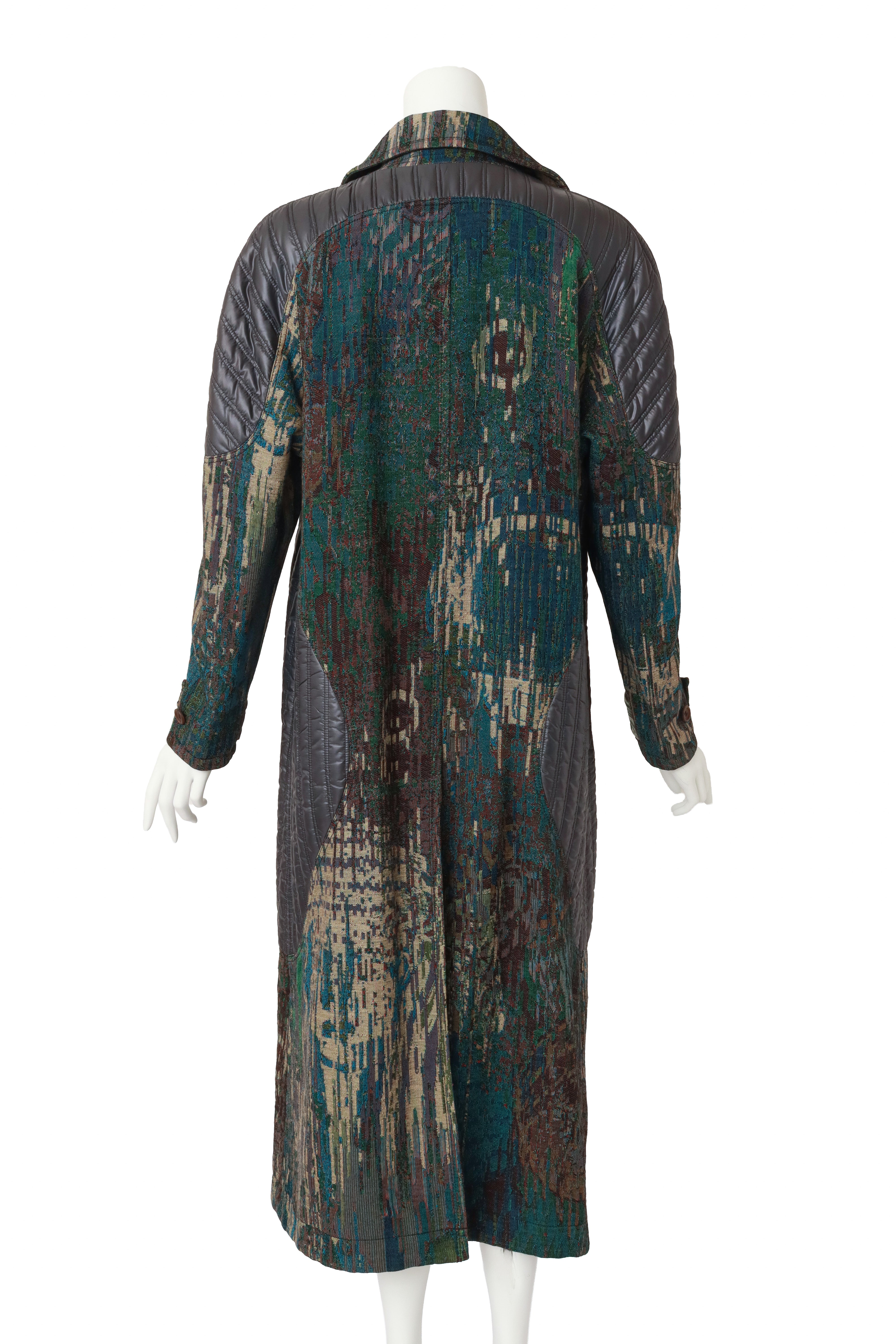 Quilted Jacquard Coat by Issey Miyake on mannequin back @ Recess LA