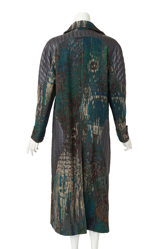 Quilted Jacquard Coat by Issey Miyake on mannequin back @ Recess LA