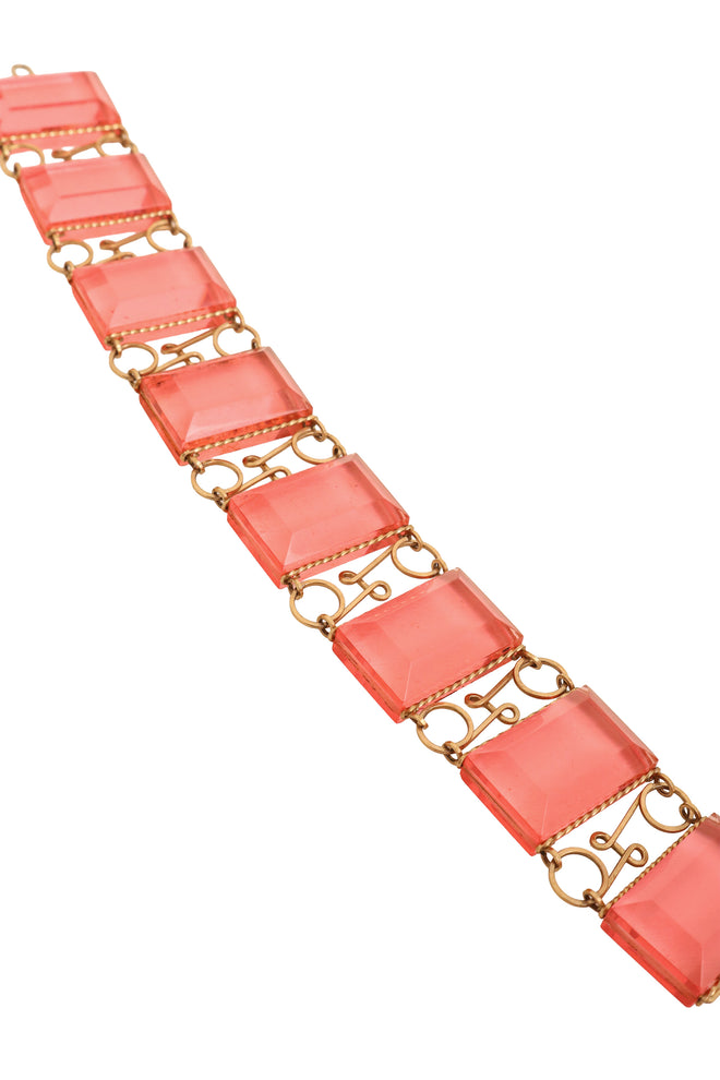Vintage Glass Crystal Panel Bracelet close @ Recess LA