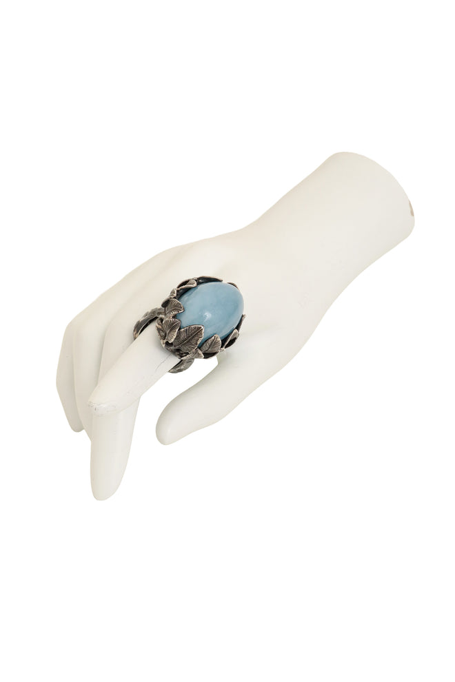 Vintage Oversize Cabochon Leaf Ring on mannequin @ Recess LA