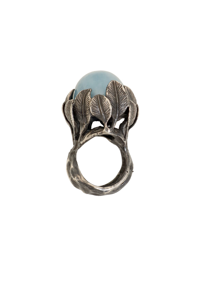 Vintage Oversize Cabochon Leaf Ring side @ Recess LA