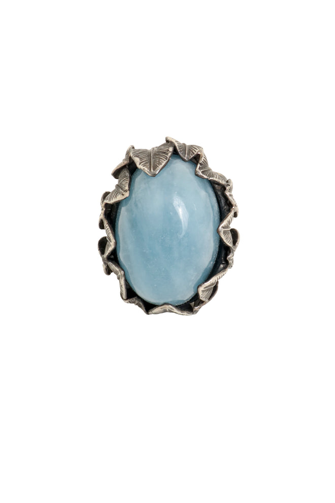 Vintage Oversize Cabochon Leaf Ring straight @ Recess LA