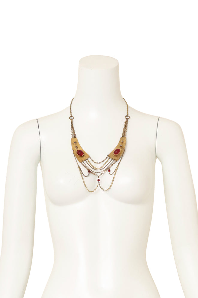 Unsigned Vintage Eclectic Draped Cabochon Necklace on mannequin @ Recess LA