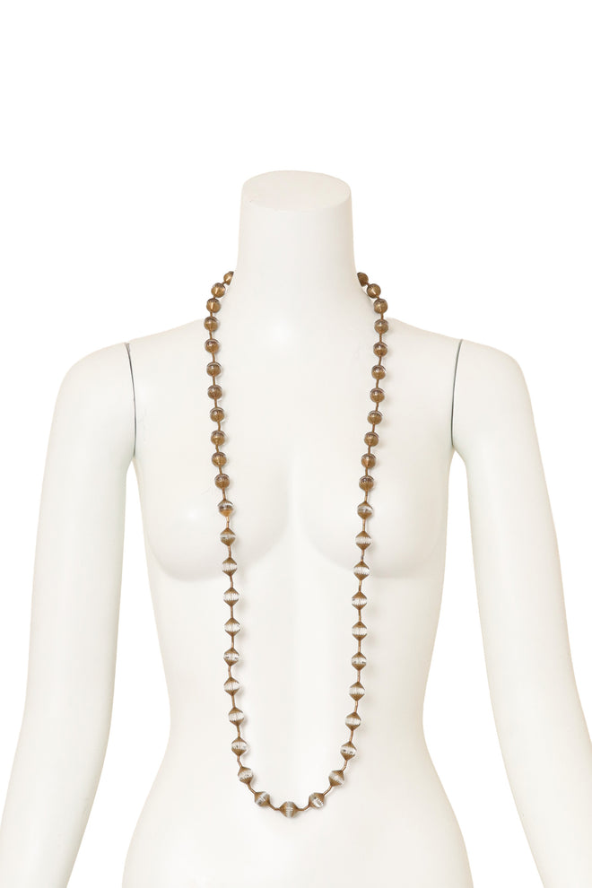 Unsigned Vintage Caged Glass Bead Sautoir Necklace full length displayed @ Recess LA