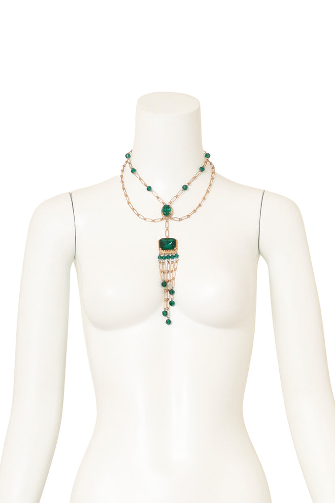 Vintage Layered Crystal Fringe Pendant Necklace on mannequin @ Recess LA