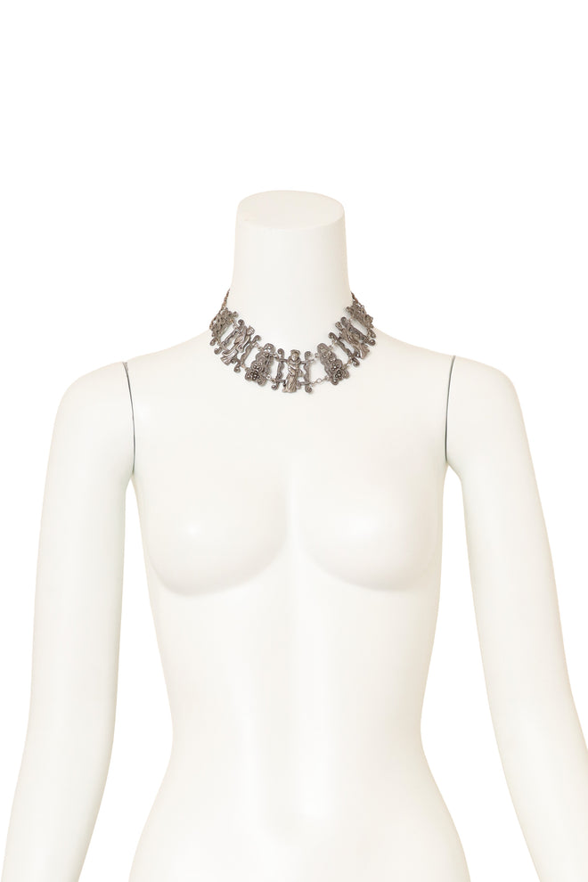 Vintage Figural Chinoiserie Collar Necklace on mannequin @ Recess LA