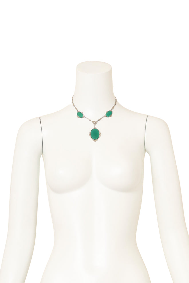 Unsigned Vintage Art Deco Glass Drop Necklace on mannequin @ Recess LA