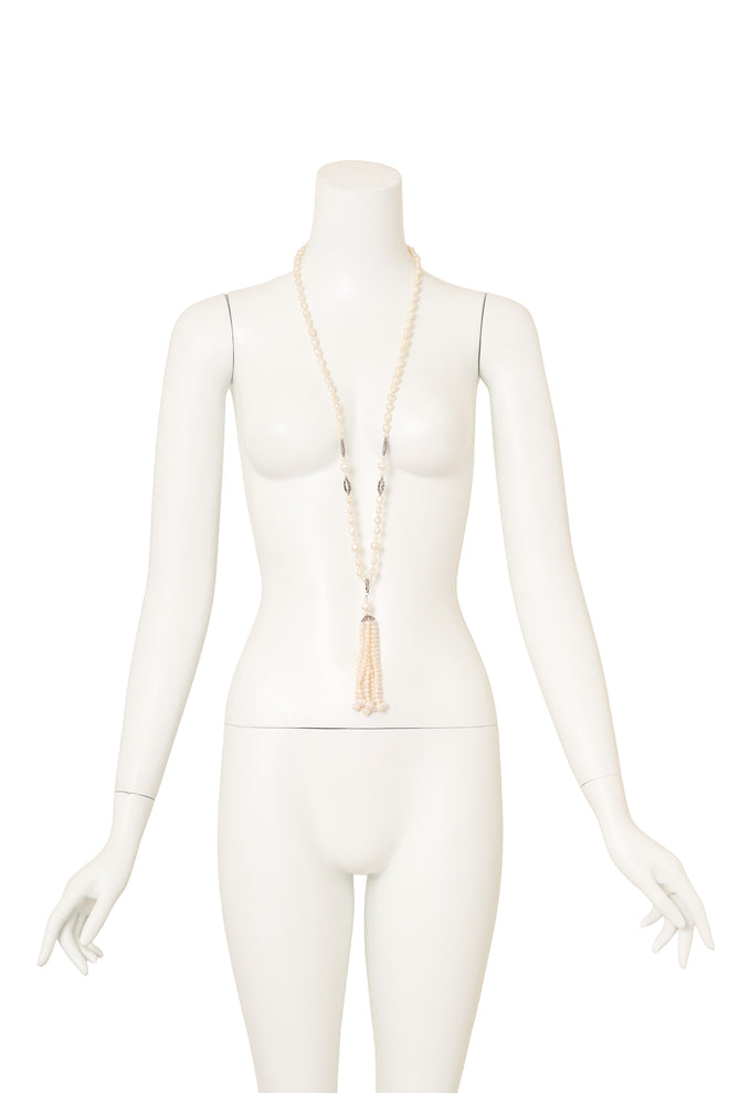 Vintage Organic Pearl Sautoir Necklace on mannequin @ Recess LA