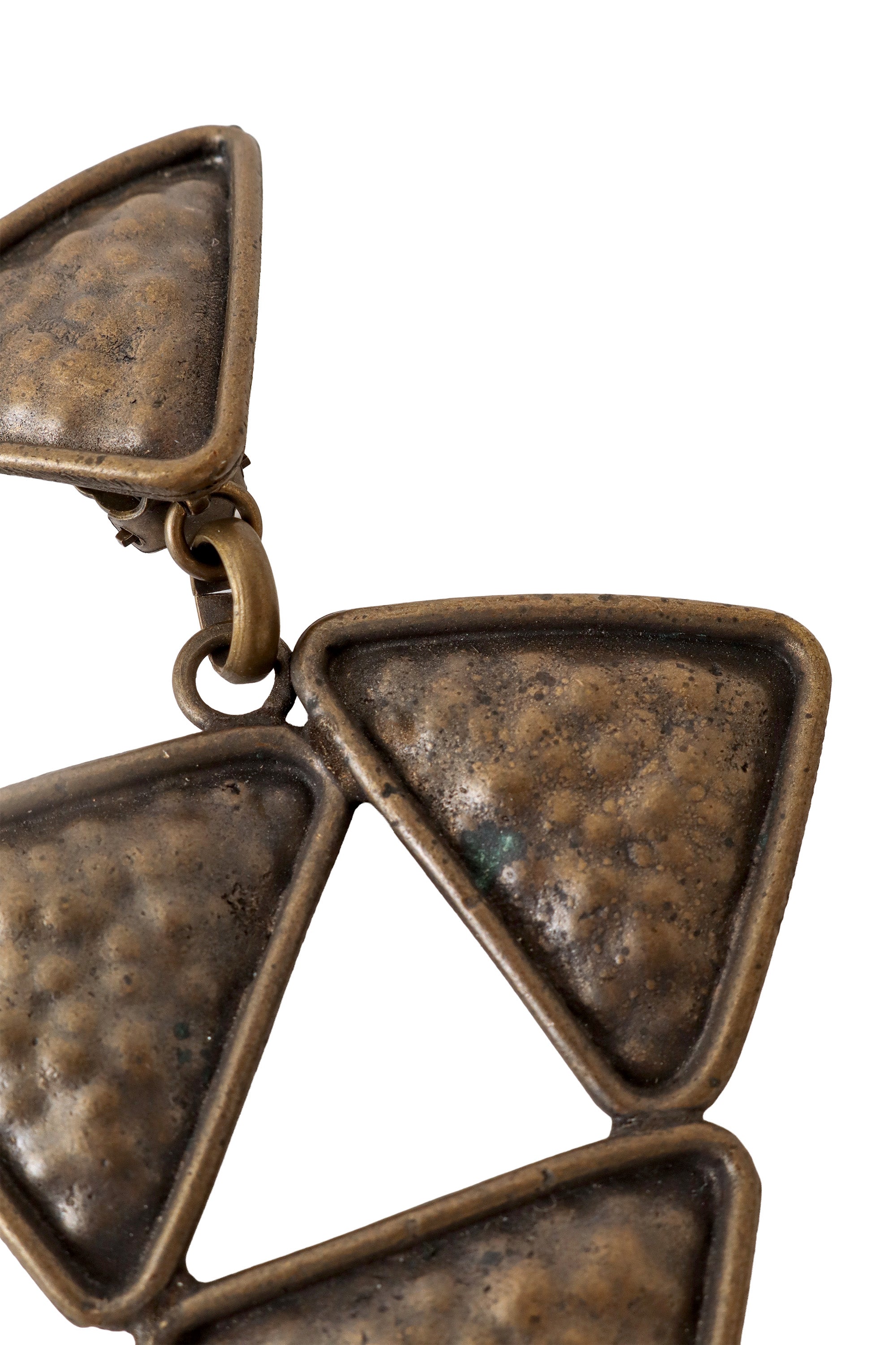 Triangle drop earrings by Premier Etage Paris up close wear @ Recess LA 