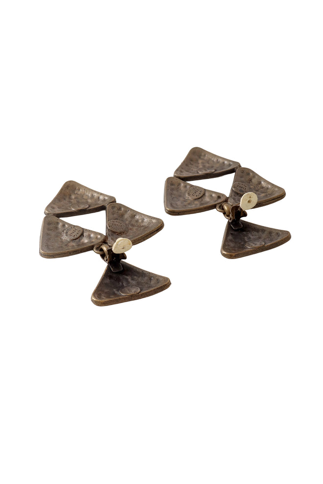 Triangle drop earrings by Premier Etage Paris backside clips open @ Recess LA 